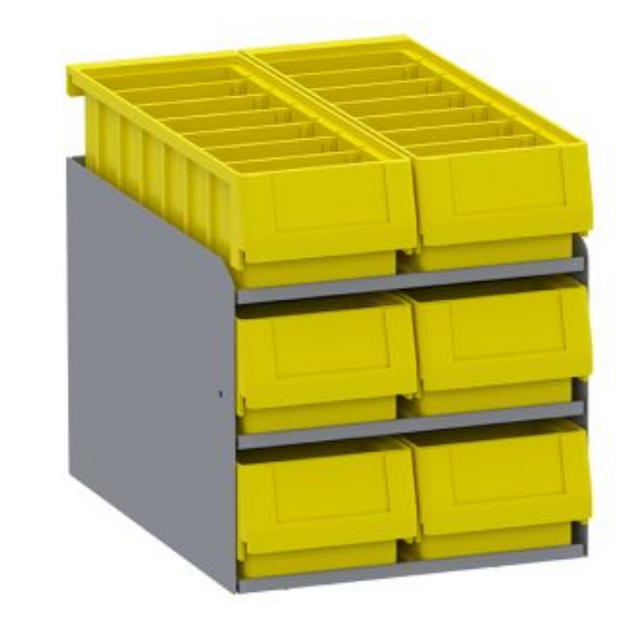 Holman Small Parts Bins (40331) In Steel Shelf Cabinet - 6 Bins Model 40341