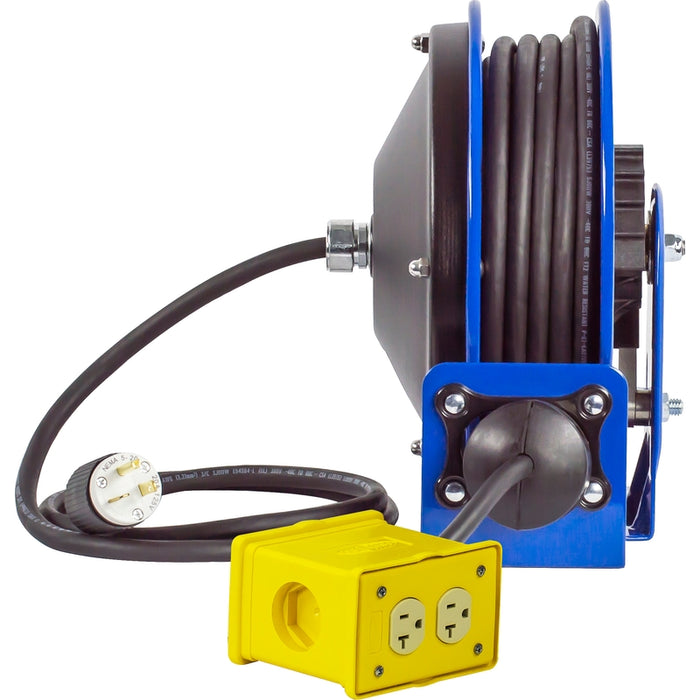 Coxreels PC10 Series Compact Spring Driven Cord Reel Quad Receptacle 12 GA x 30 ft. - Cord Included Model PC10-3012-B