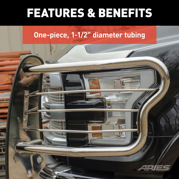 ARIES Polished Stainless Grille Guard, Select GMC Sierra 1500, Classic Model 4062-2