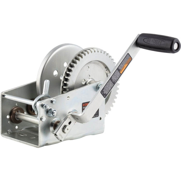CURT Hand-Crank 2-Speed Winch, 3,200 lbs, 5.4:1 High, 17.5:1 Low Gear Ratio, 9.6" Handle Model 29532