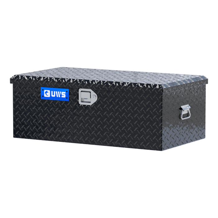 UWS 36" Gloss Black Heavy-Wall Aluminum Foot Locker Tool Chest Storage Box, RigidCore Lid Model FOOT-LOCKER-BLK