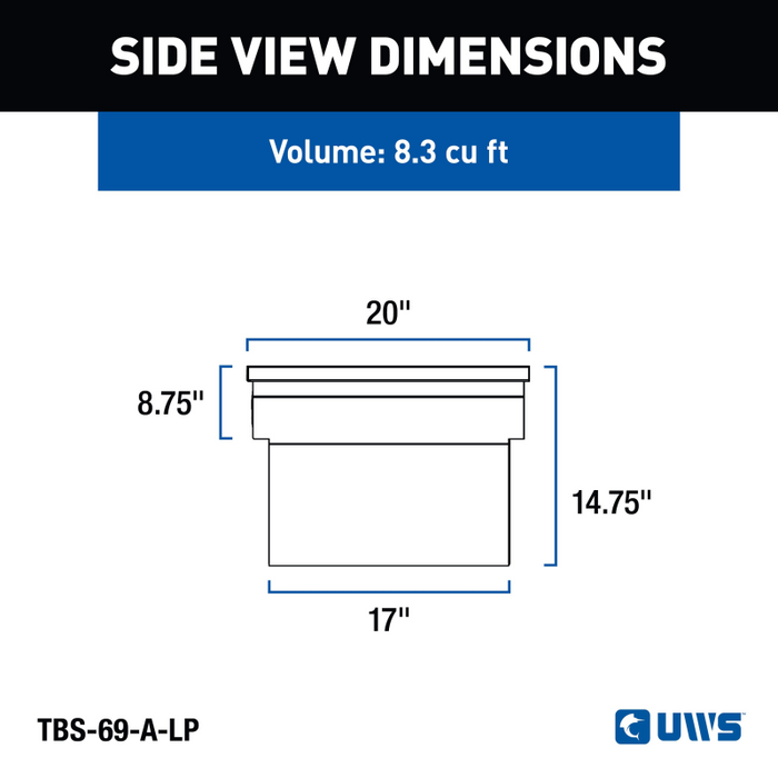 UWS 69" Angled Truck Tool Box with Low Profile Model TBS-69-A-LP