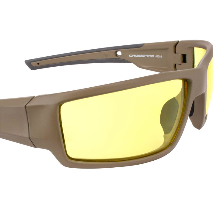Radians Crossfire Cumulus Premium Safety Eyewear, Tan SDE Frame / HD Yellow Lens RNS41285
