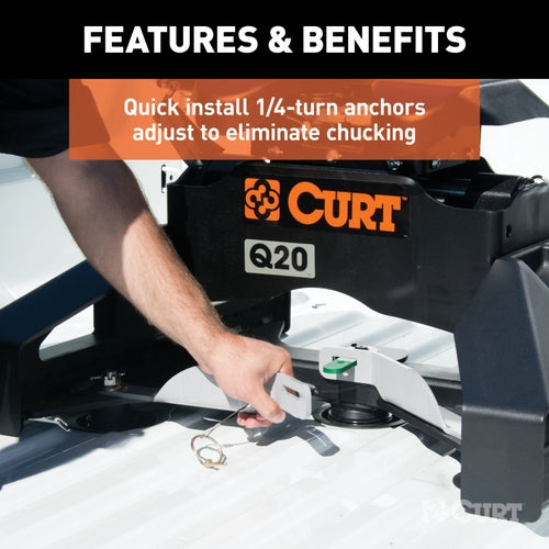 CURT Q20 5th Wheel Hitch, 20,000 lbs, Select Nissan Titan XD, 8-Foot Bed Puck System Model 16075