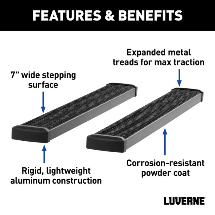 LUVERNE Grip Step Black Aluminum 100-Inch, 36-Inch Van Running Boards, Select Ford E-Transit Model 415100-401744