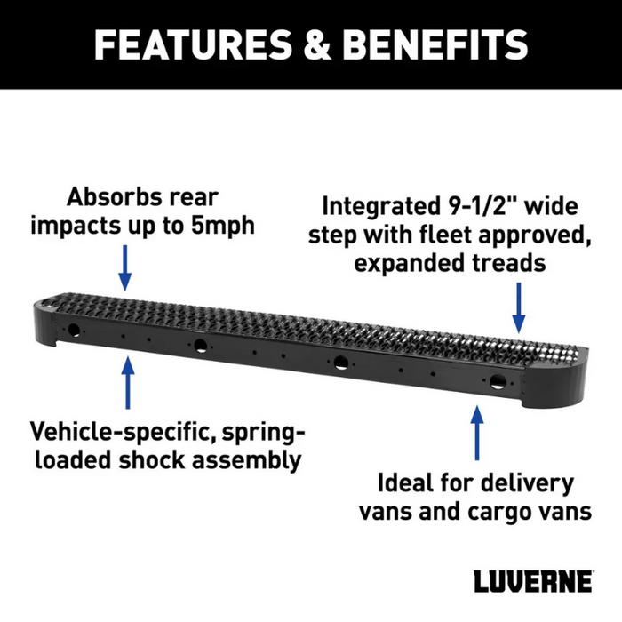 LUVERNE Impact Shock-Absorbing Cargo Van Rear Bumper Guard Step, Fits Select Ram ProMaster 1500, 2500, 3500 Model 415358-571503
