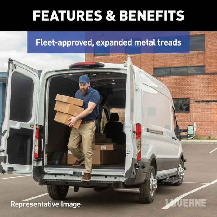 LUVERNE Impact Shock-Absorbing Cargo Van Rear Bumper Guard Step, Fits Select Ram ProMaster 1500, 2500, 3500 Model 415358-571503