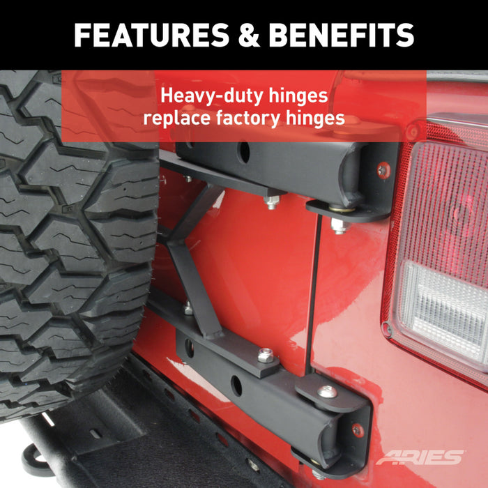 ARIES Jeep Wrangler JK Heavy-Duty Spare Tire Carrier Model 2563000