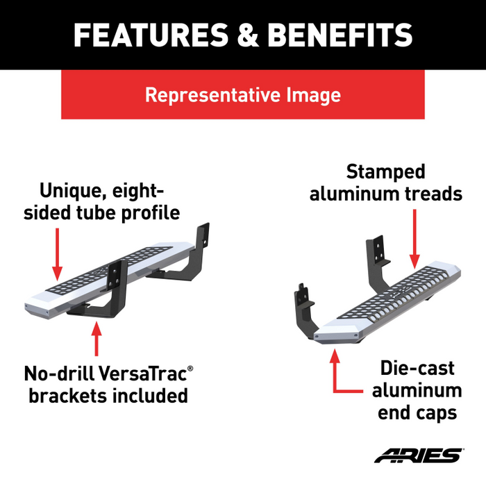 ARIES AdvantEDGE 5-1/2" x 53" Chrome Aluminum Running Boards Model 2555004