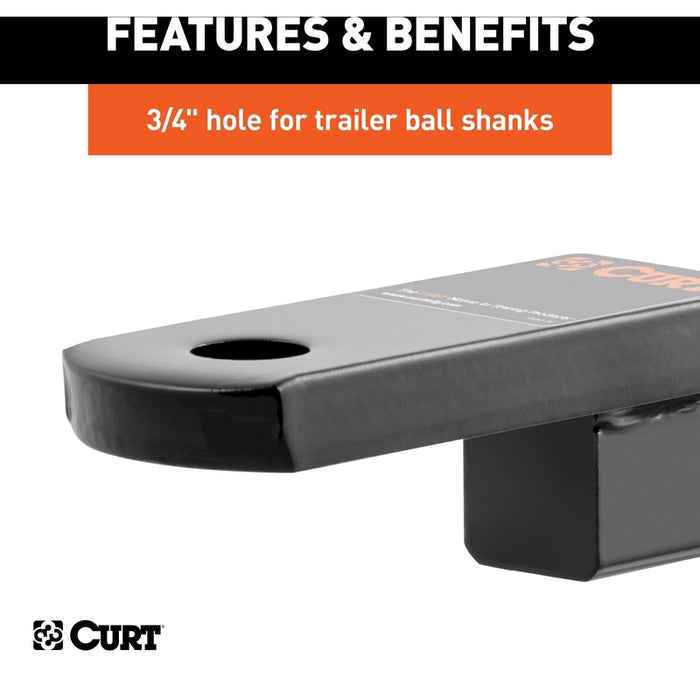CURT Class 2 Trailer Hitch Ball Mount, Fits 1-1/4-Inch Receiver, 3,500 lbs, 3/4-Inch Hole, 1-1/4-In Drop, 3/4" Rise Model 45519