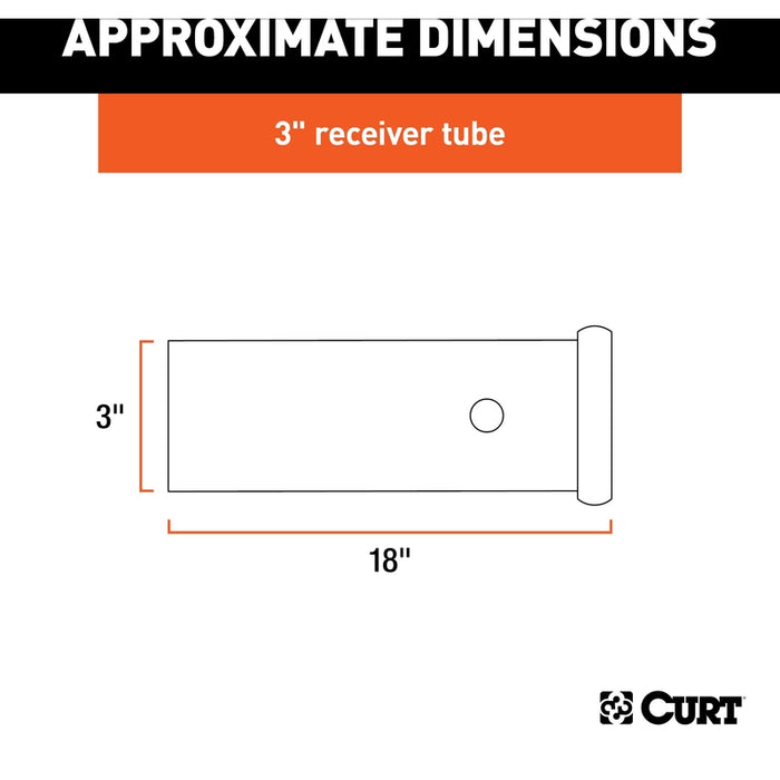 CURT 3 x 18-Inch Weld-On Raw Steel Trailer Hitch Receiver Tube, 5/8-In Pin Hole Model 49518