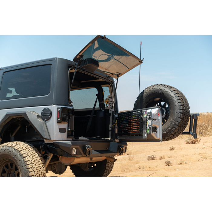 DV8 Offroad 2007-2018 Jeep Wrangler Body Mounted Tire Carrier Model TCJK-14