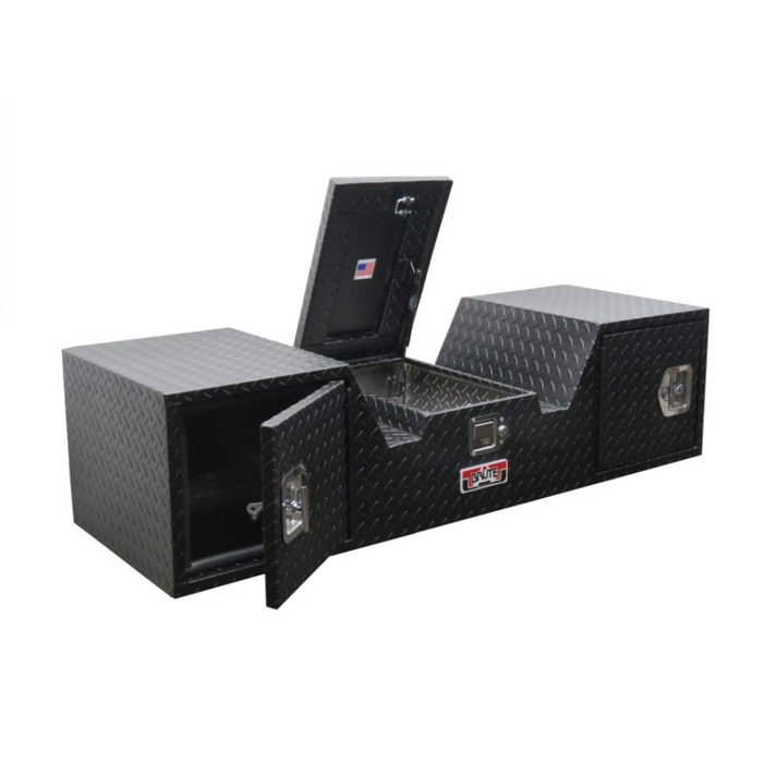 Brute 57" V-Shape 5Th Wheel Rv Box, 1 Lid, 2 Rear Facing Doors - Black Model TB203-57RD-BT