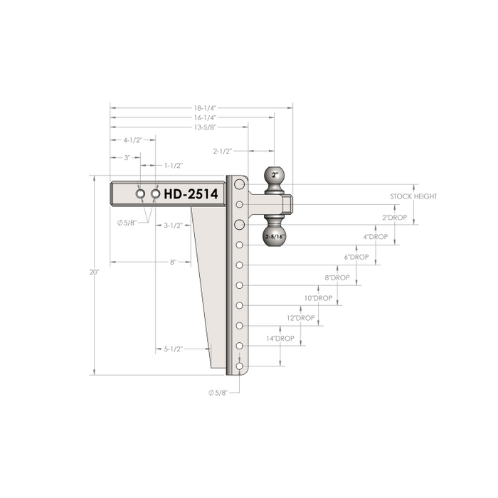 BulletProof Hitches 2.5" Heavy Duty 14" Drop/Rise Hitch Model HD2514