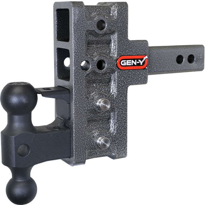 Gen-Y MEGA-DUTY 2" Shank 5" Offset Drop 2K TW 16K Hitch with Dual-Ball & Pintle Lock Model GH-224