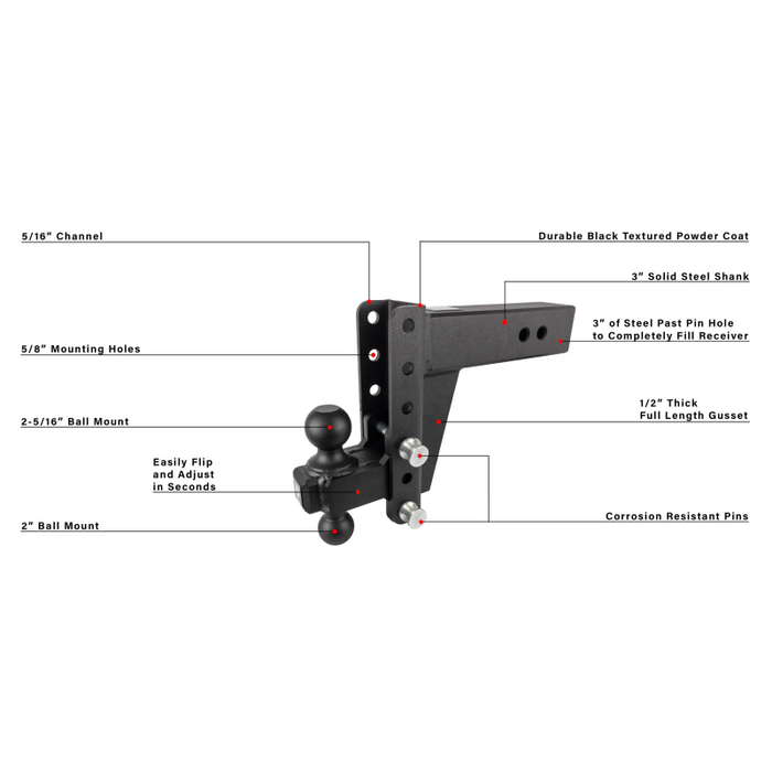 BulletProof Hitches 3.0" Heavy Duty 6" Drop/Rise Hitch Model HD306