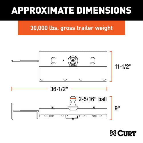 CURT Double Lock Gooseneck Hitch with 2-5/16-Inch Flip-and-Store Ball, 30,000 lbs Model 60620