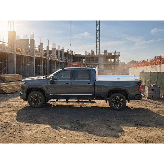 Highway Products Pickup Pack, w/ Diamond Plate Lid, w/ Smooth Aluminum Base, w/ Open Post Headache Rack Model 39209NFPN