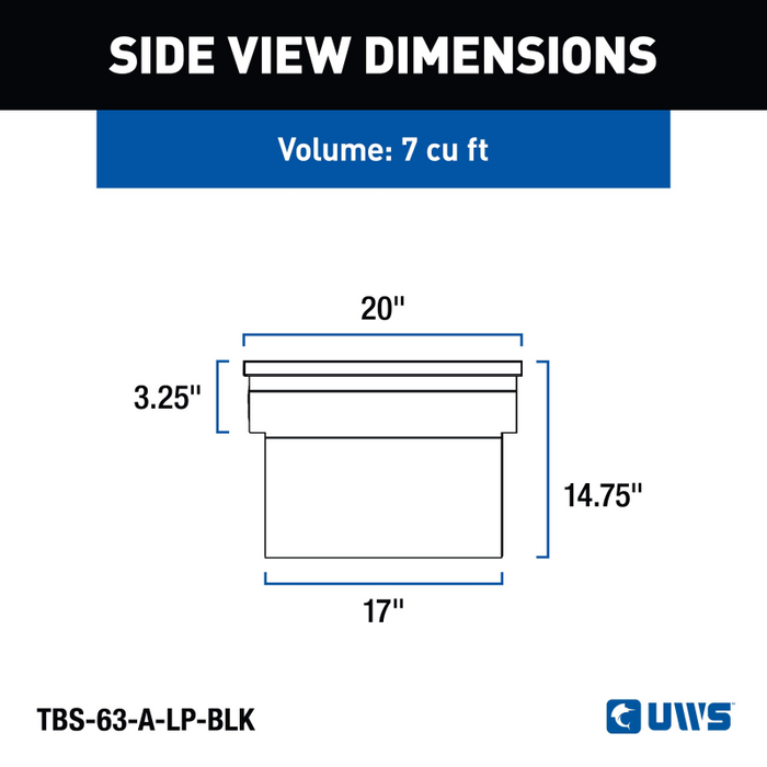 UWS 63" Angled Truck Tool  Box - Low Profile Model TBS-63-A-LP-BLK