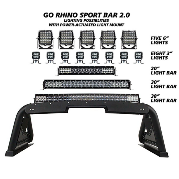Go Rhino Sport Bar 2.0 with Power Actuated Retractable Light Mount Model 911610T