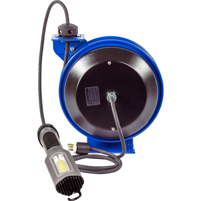 Coxreels PC Series Spring Driven Cord Reel 16 AWG x 50 ft. SJTO Cord 25A 600V Compact LED Light - Cord Included Model PC13-5016-M