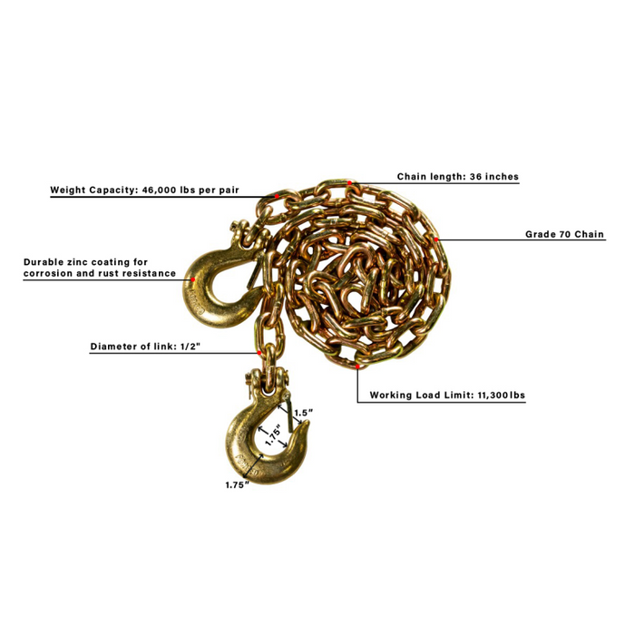 BulletProof Hitches Extreme Duty 1/2" Safety Chains (Pair) Model EDCHAINS