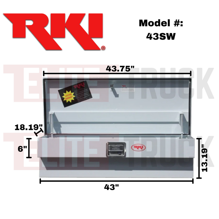 RKI Wide Side Mount Truck Tool Box White Steel Model 43SW