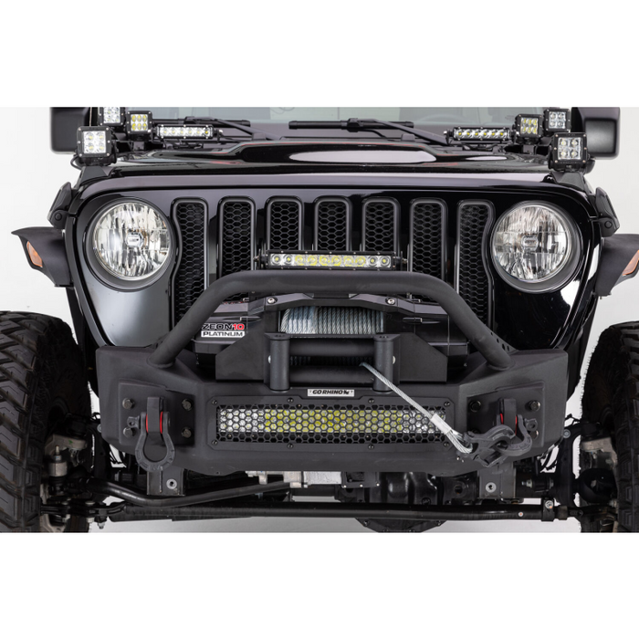 Go Rhino Rockline Winch-Ready Front Stubby Bumper With Overrider For Jeep Model 331101T