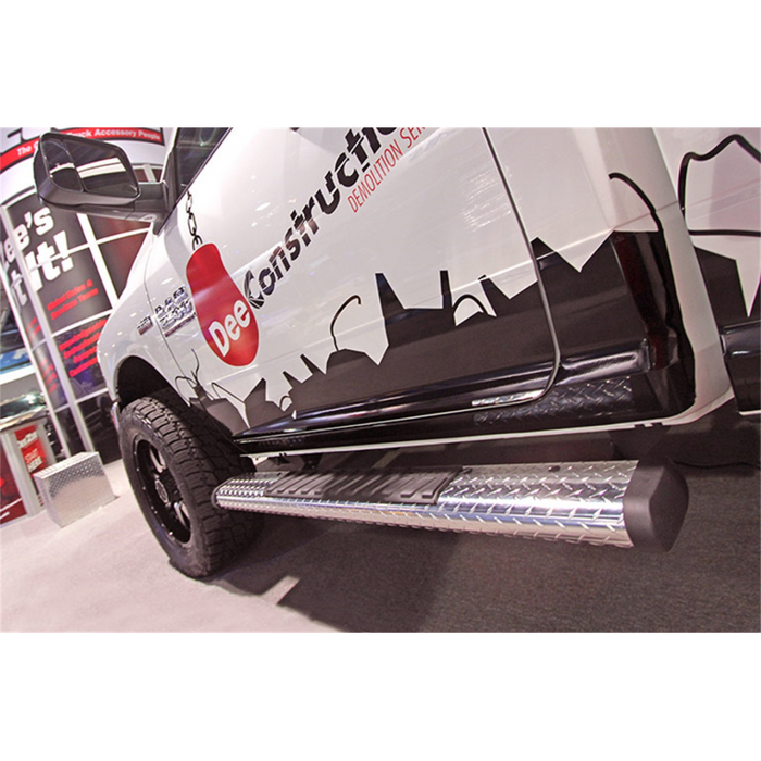 Dee Zee Black-Tread Aluminum Step Nerf Bars 6 in. Oval Cab Length Model DZ16402