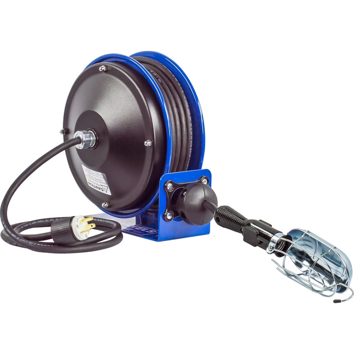 Coxreels PC10 Series Compact Spring Driven Cord Reel Incandescent Caged Light 16 GA x 30 ft. - Cord Included Model PC10-3016-E