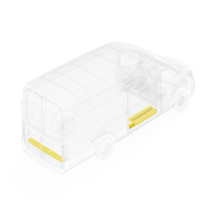 LEGEND Steel Floor THigh Roofeshold Set With Full Lower Step Ford Transit (all WB lengths) Cargo Van Dual Side Doors - Yellow, Ford Transit Model U709-151-1018.2