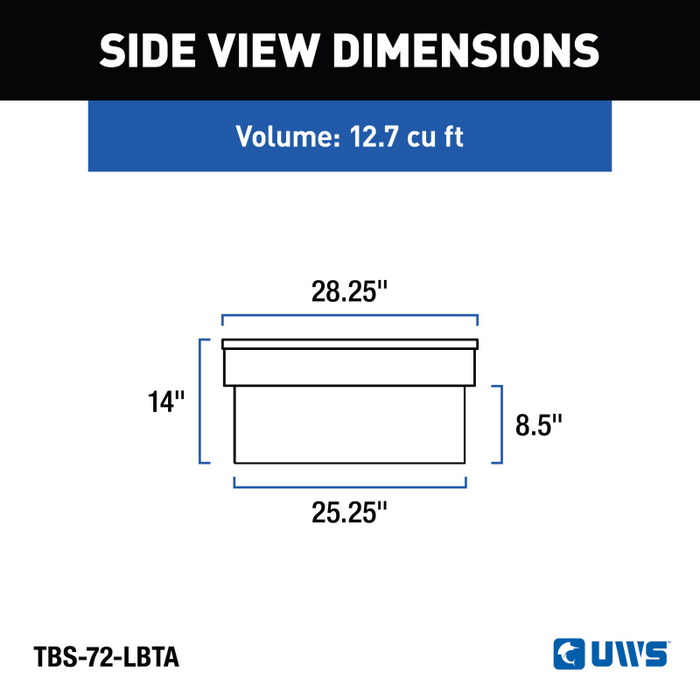 UWS 72" Extra-Wide Crossover Truck Tool Box Model TBS-72-LBTA