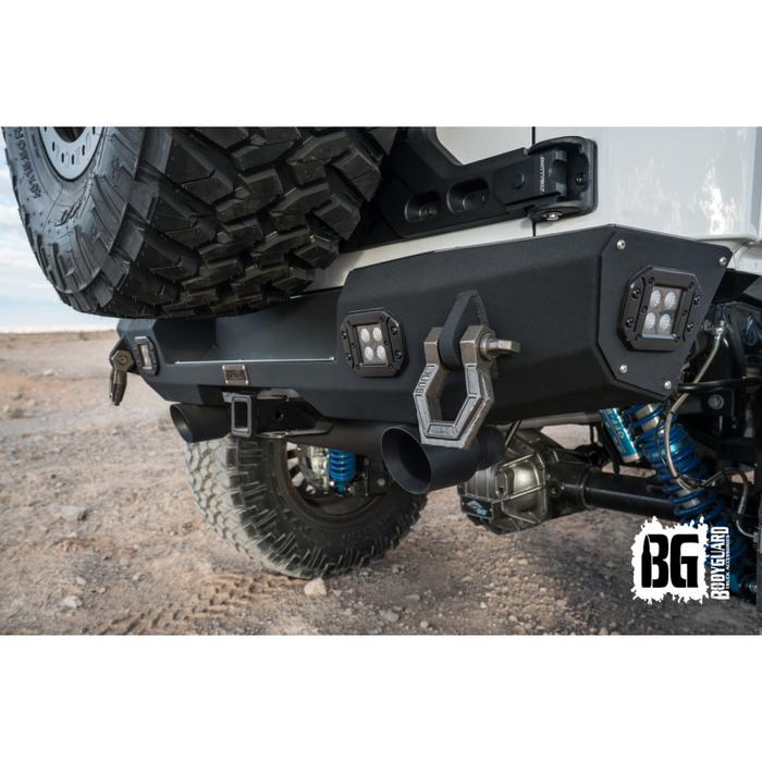 Bodyguard JK Rear Bumper Stubby Reverse Light Cutouts End Cap Light Cutouts Texture Black Powder Coat Model 63647T