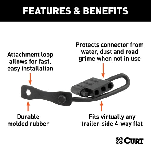 CURT Trailer-Side 4-Pin Flat Trailer Wiring Harness Connector Dust Cover Model 58750