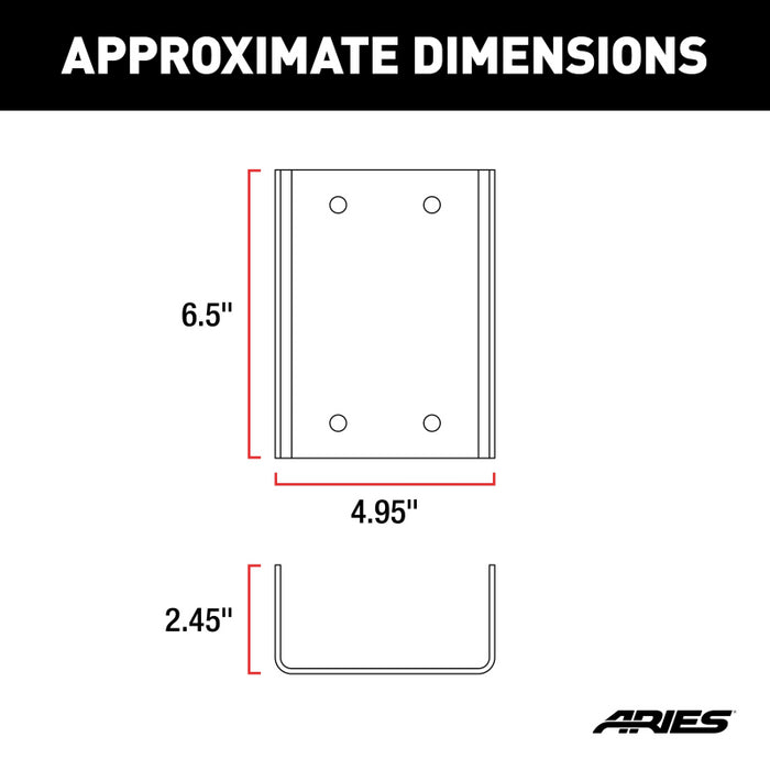 ARIES Jeep Wrangler JK Third Brake Light Extension Bracket Model 256TBL