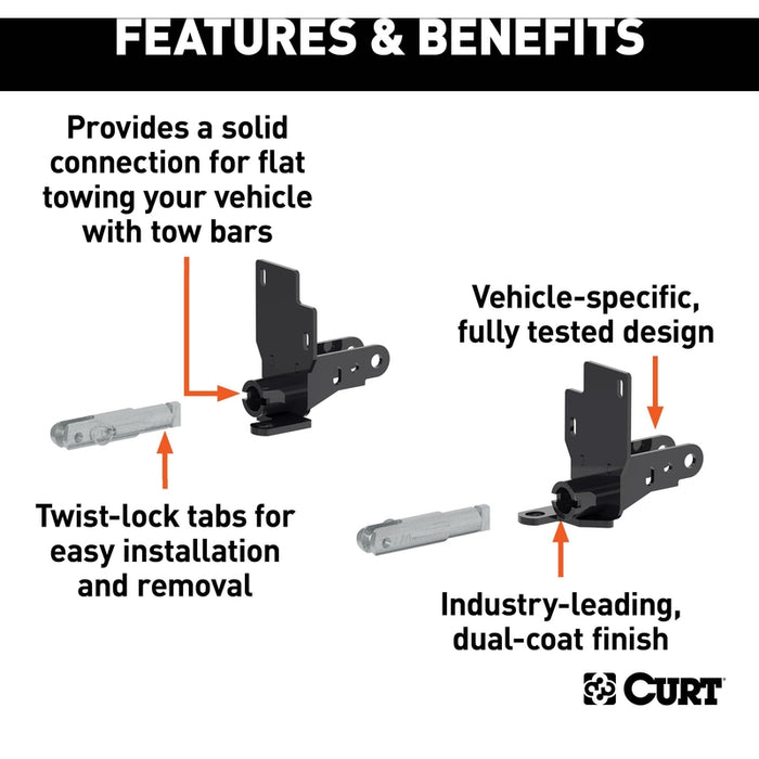 CURT Custom Tow Bar Base Plate Brackets for Dinghy Towing, Fits Select Chevrolet Colorado, GMC Canyon Model 70144