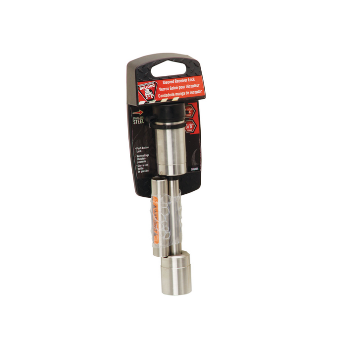 Draw-Tite Trailer Hitch Lock - 1-1/4 in. & 2 in. Square Receivers, 1/2 in. & 5/8 in. Pin Diameter, Dogbone Style, Stainless Steel Model 580405
