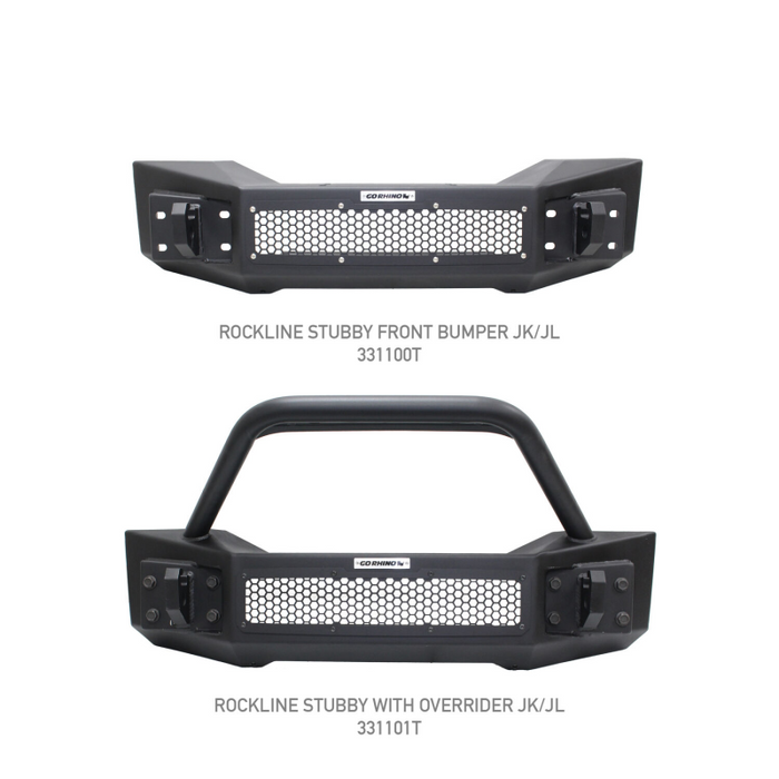 Go Rhino Rockline Winch-Ready Front Stubby Bumper For Jeep Model 331100T