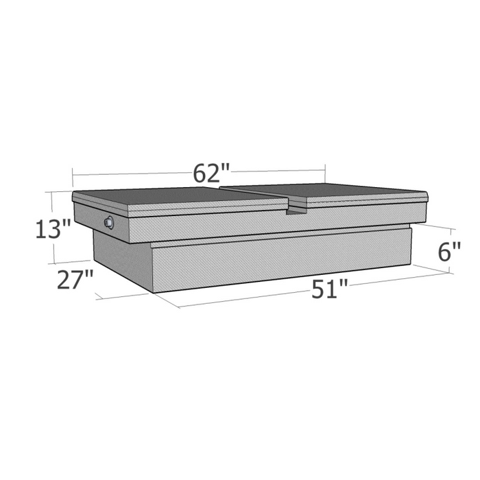 Brute Crossover Tool Box Gull Wing Lid Bright Aluminum Mid Size / Down Size Lb & Sb Wide & Shallow Model RB159GW