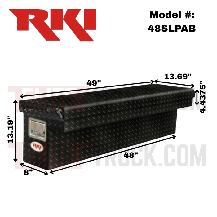 RKI Side Mount Truck Tool Box Single Lid Low Profile Black Aluminum Model 48SLPAB