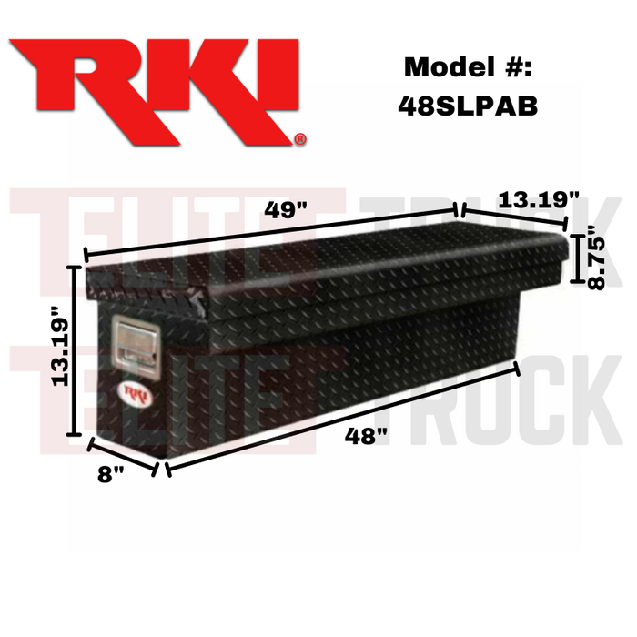 RKI Side Mount Truck Tool Box Black Aluminum Model 48SLPAB