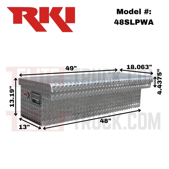RKI Wide Side Mount Truck Tool Box Single Lid Low Profile Wide Aluminum Model 48SLPWA