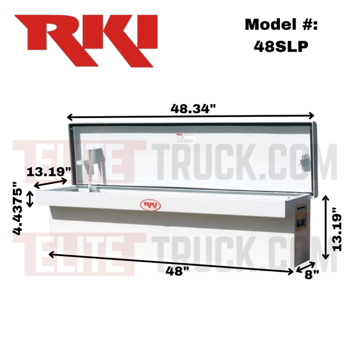 RKI Side Mount Truck Tool Box Single Lid Low Profile White Steel Model 48SLP