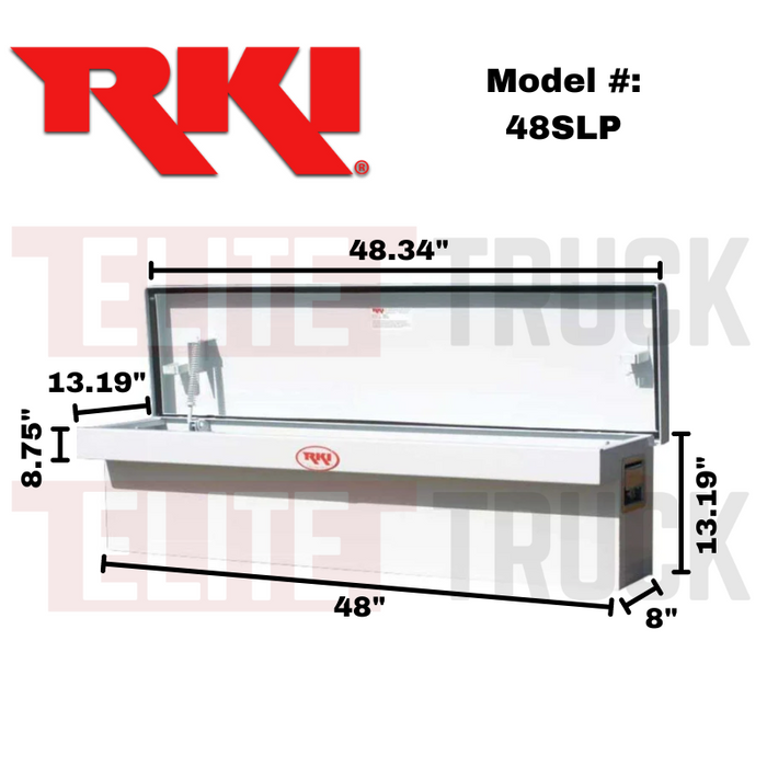 RKI Side Mount Truck Tool Box White Steel Model 48SLP