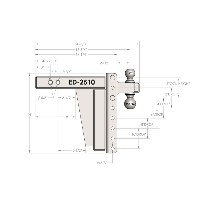 BulletProof Hitches 2.5" Extreme Duty 10" Drop/Rise Hitch Model ED2510