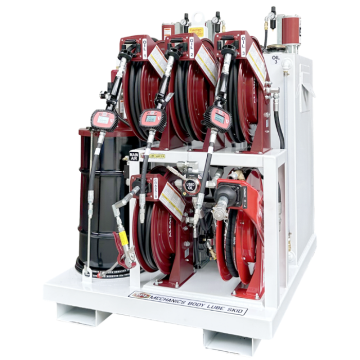 Taylor Pump & Lift 42"W x 48"D x 60"H Triple 30-Gal New Oil, 60-Gal Used Oil, & 120lb Grease Lube Skid Model TPL 236-994