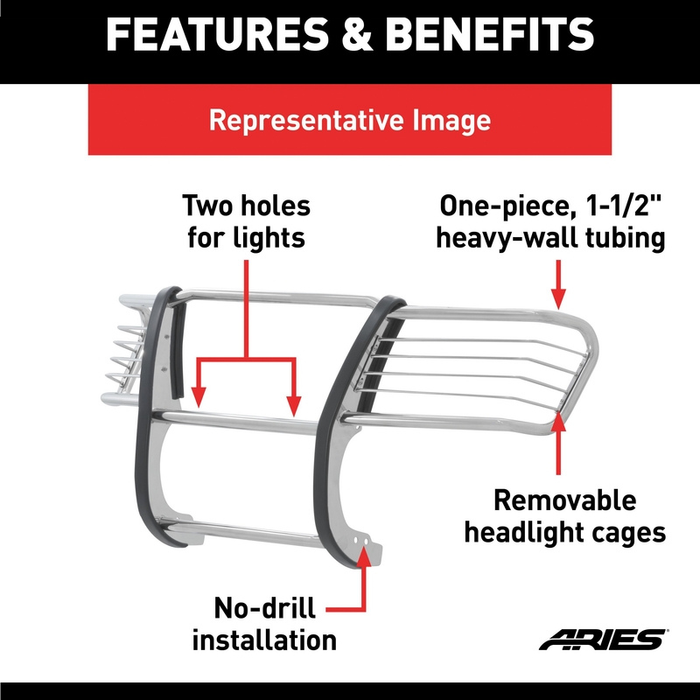 ARIES Polished Stainless Grille Guard, Fits Select Ford F-150 Model 3071-2