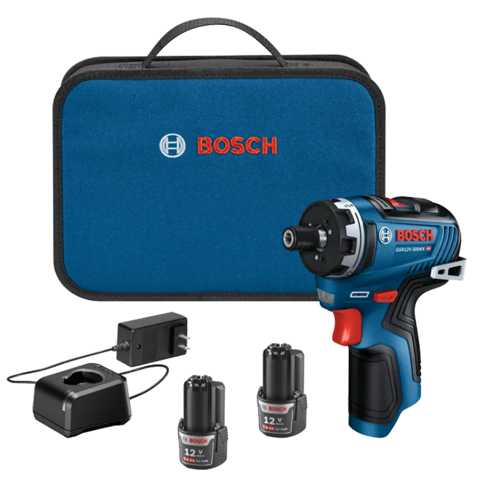 Bosch 12V Max Brushless 1/4 In, Hex Two-Speed Screwdriver Kit with (2) 2.0 Ah Batteries Model GSR12V-300HXB22