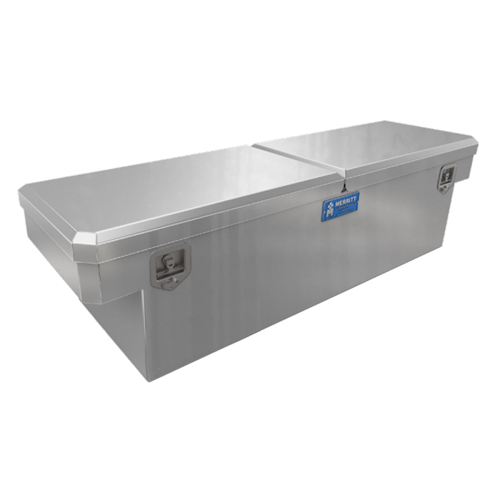 Merritt Crossover Tool Box Standard Depth 14"H x 20"D x 60"L Smooth Aluminum Gloss Aluminum Double Lid Mid Size Trucks Model 710213-222