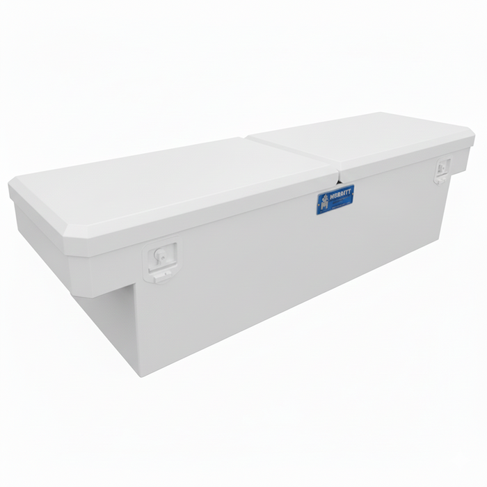 Merritt Crossover Tool Box Extra Wide 16"H x 26"D x 70"L Smooth Aluminum White Double Lid Full Size Trucks Model 710211-225